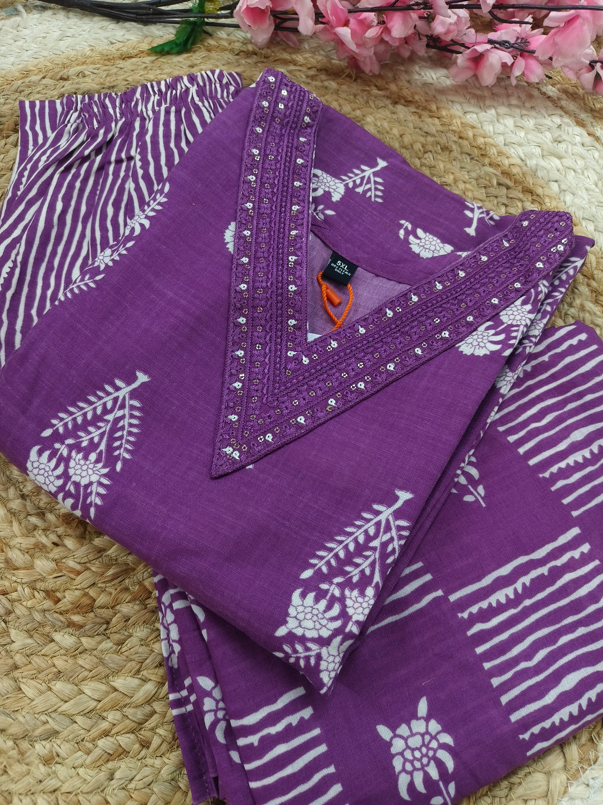 Rose pink Cotton sets with duppatta