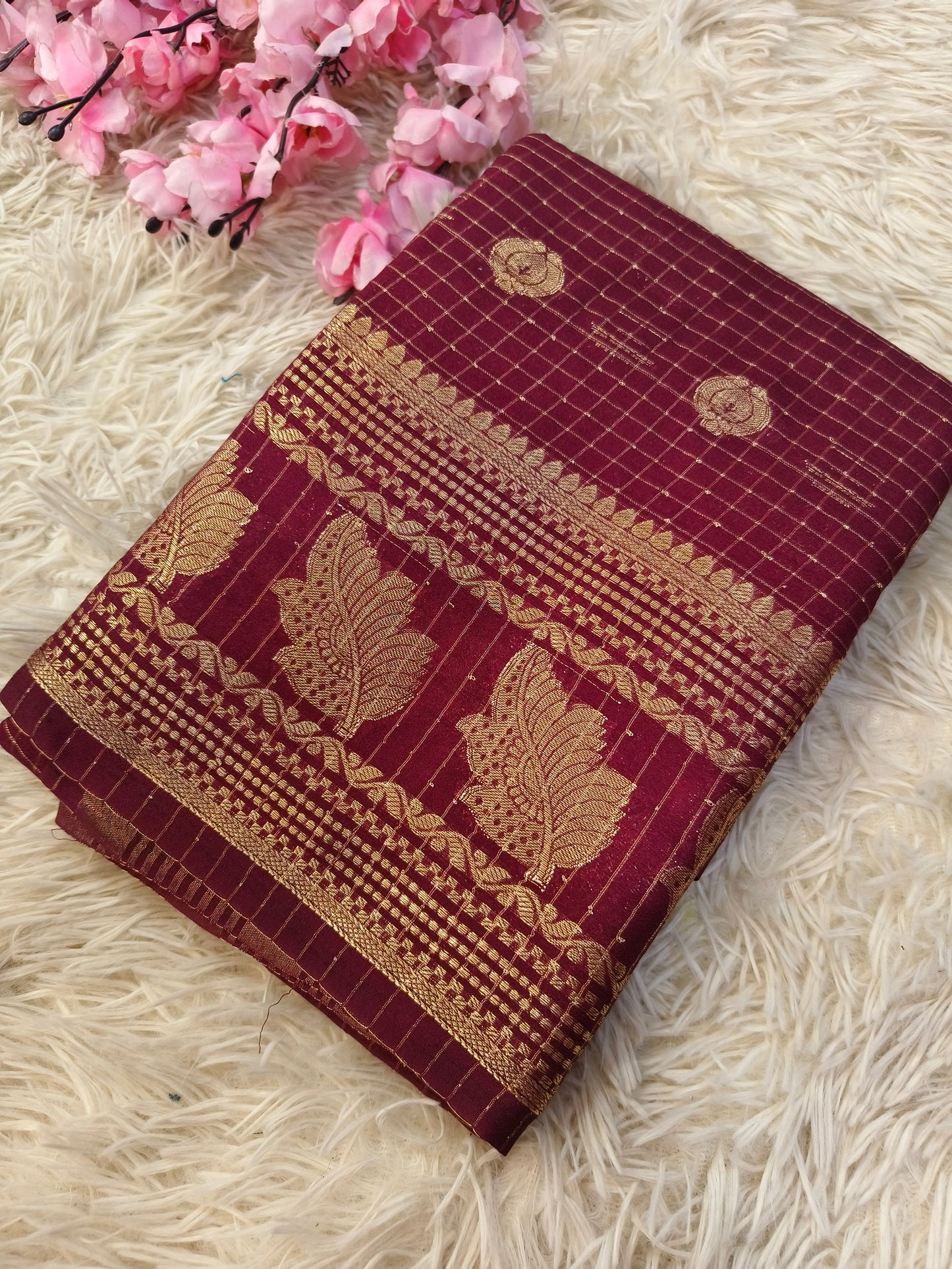 Wine semi Mysore silk saree