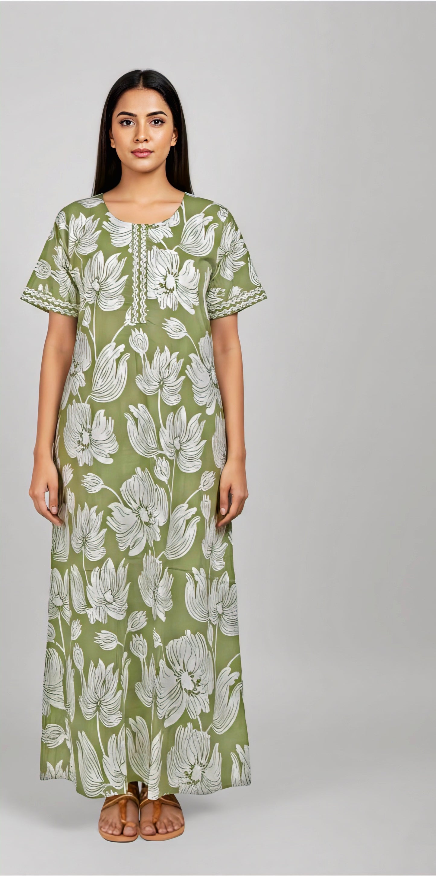 Light Green Pure cotton Nighty