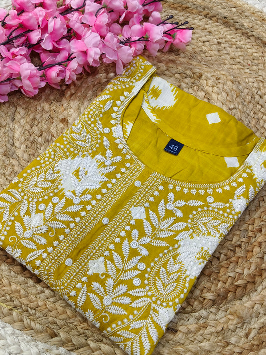 Yellow Embroidery kurti