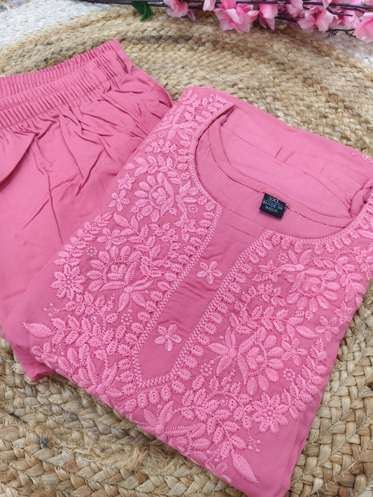 Light Pink chikan work dress