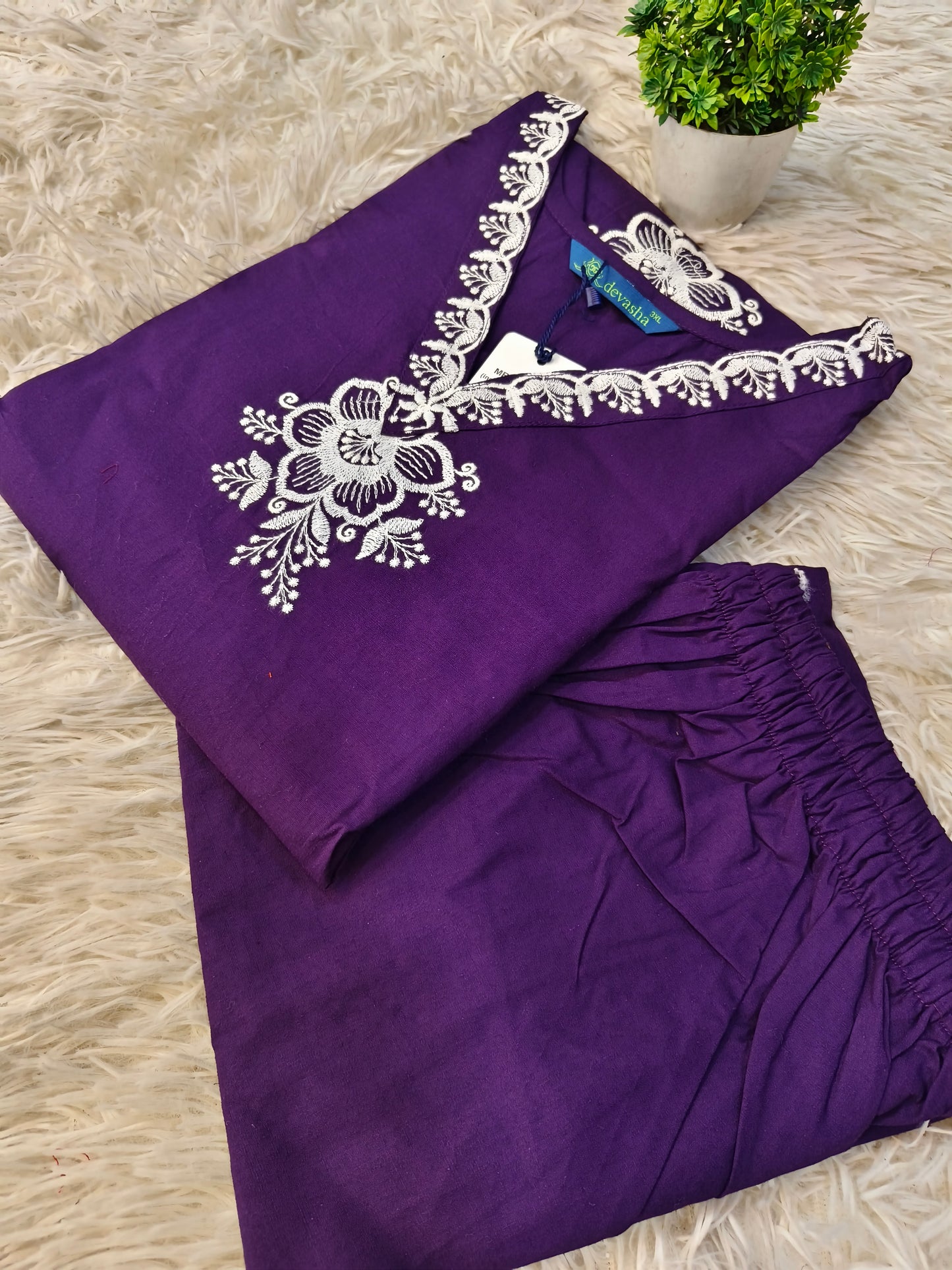Dark Purple pure cotton two piece sets