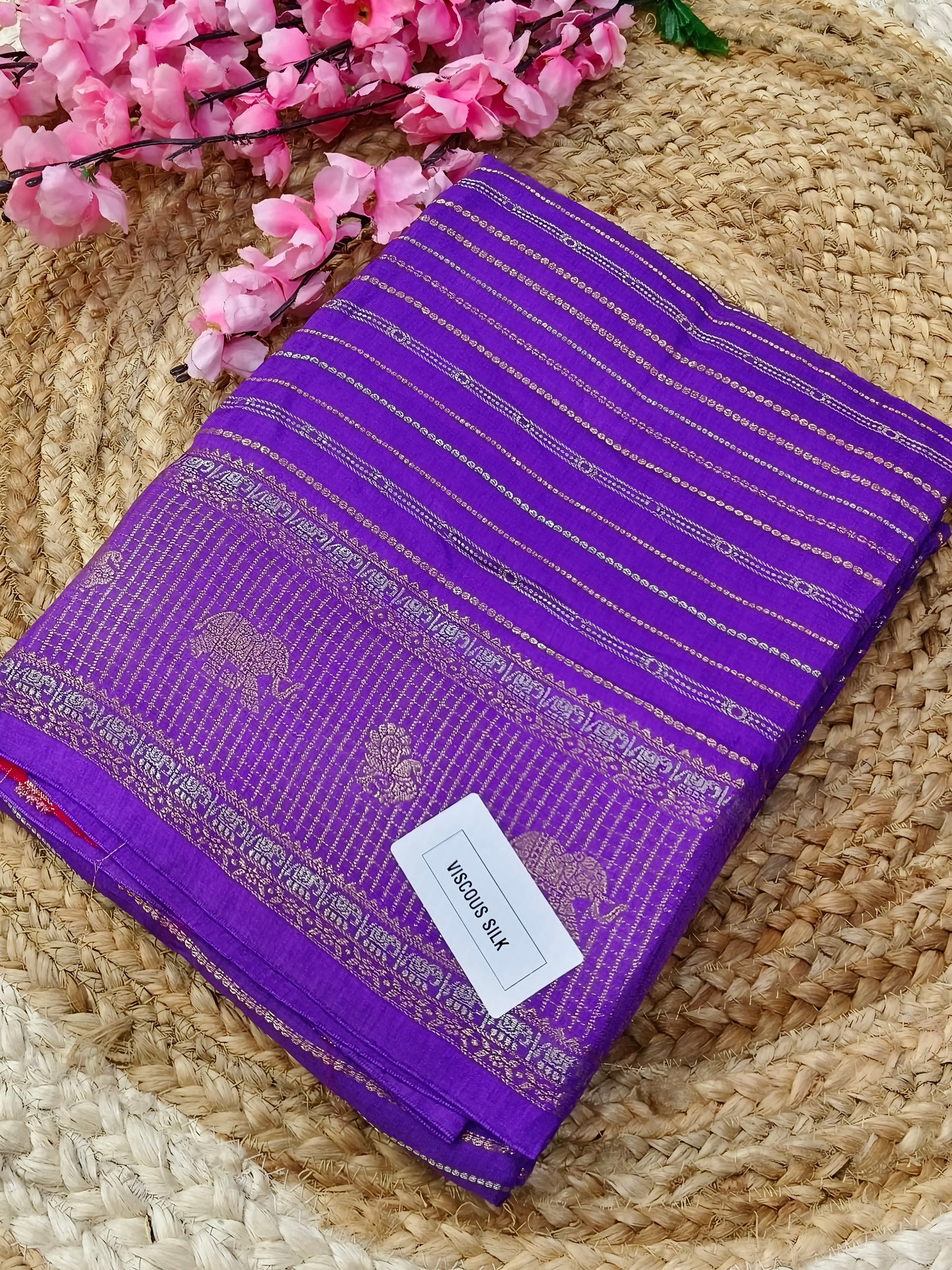 Violet viscous silk saree
