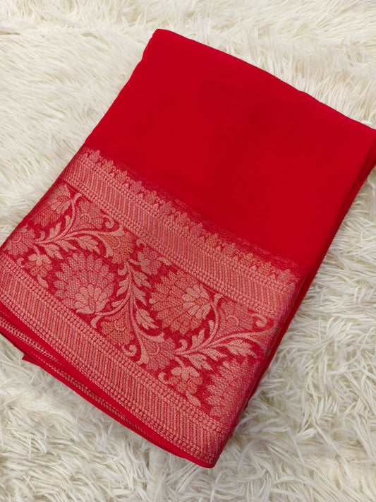 Red Georgette  Saree