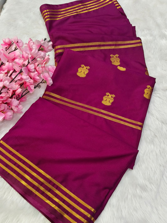 Wine semi silk saree