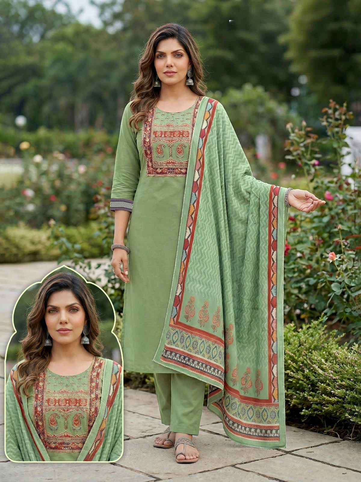 Pista Green Designer straight cut suit
