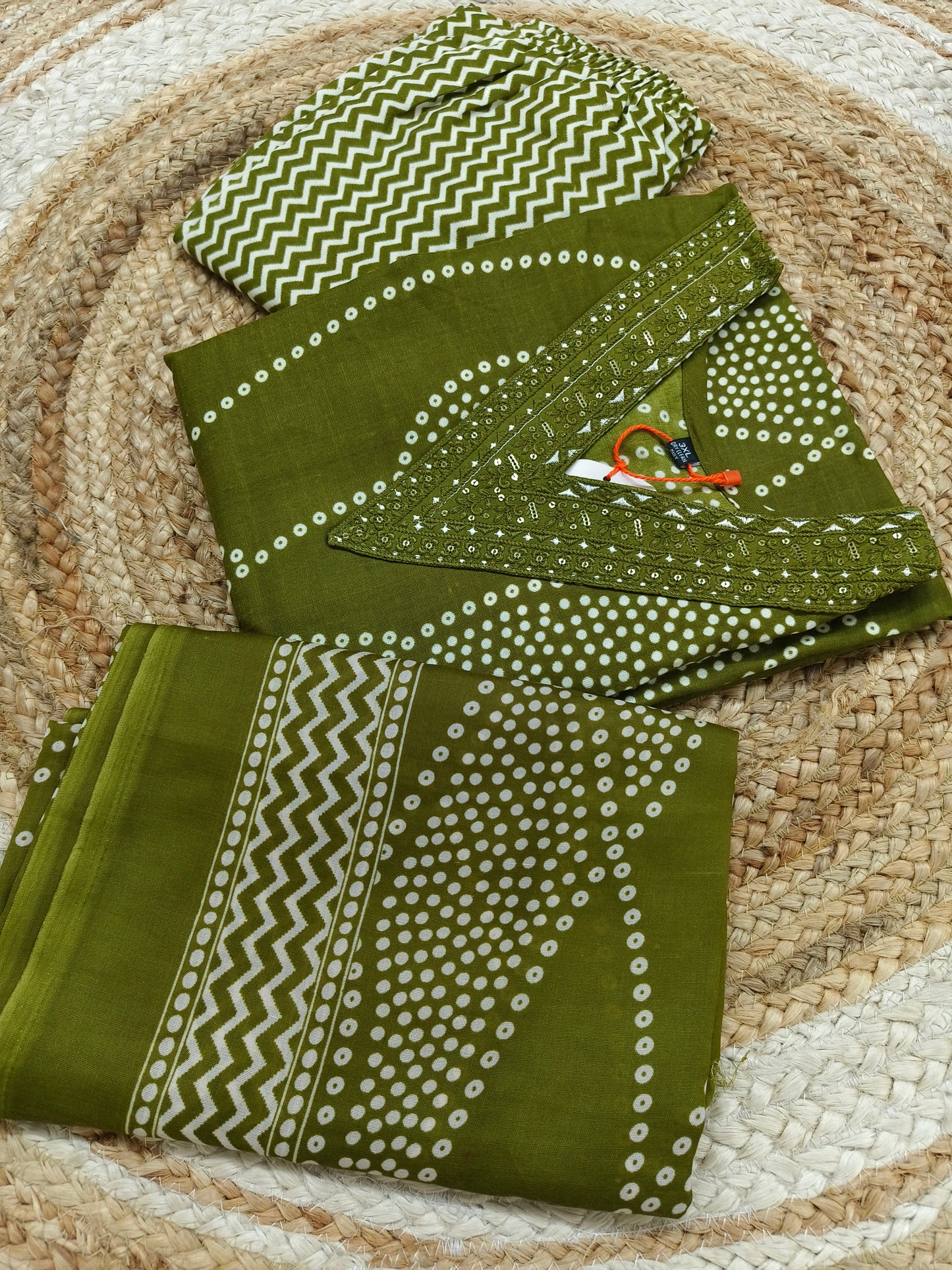 Green Cotton sets with duppatta