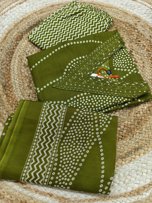 Green Cotton sets with duppatta