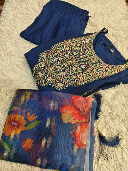 Navy Blue designer anarkali suit