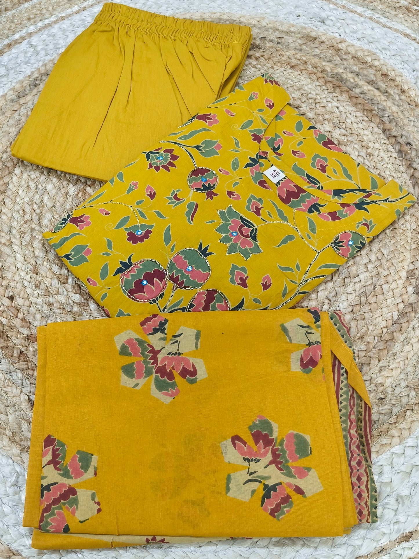 Yellow cotton salwar suites