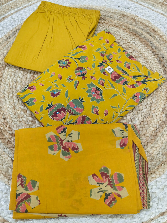 Yellow cotton salwar suites