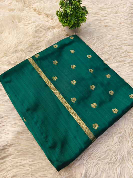 Bottle Green semi Mysore crepe silk saree