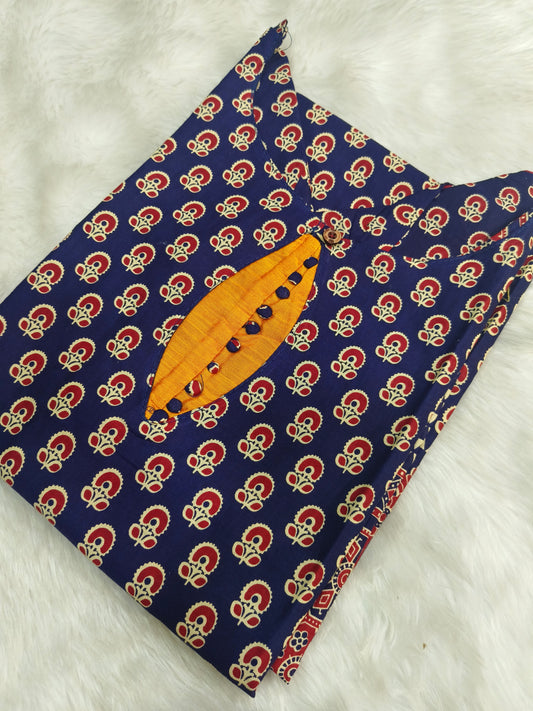 Blue Cotton side cut kurti
