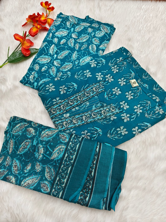 Teal Blue premium cotton suit