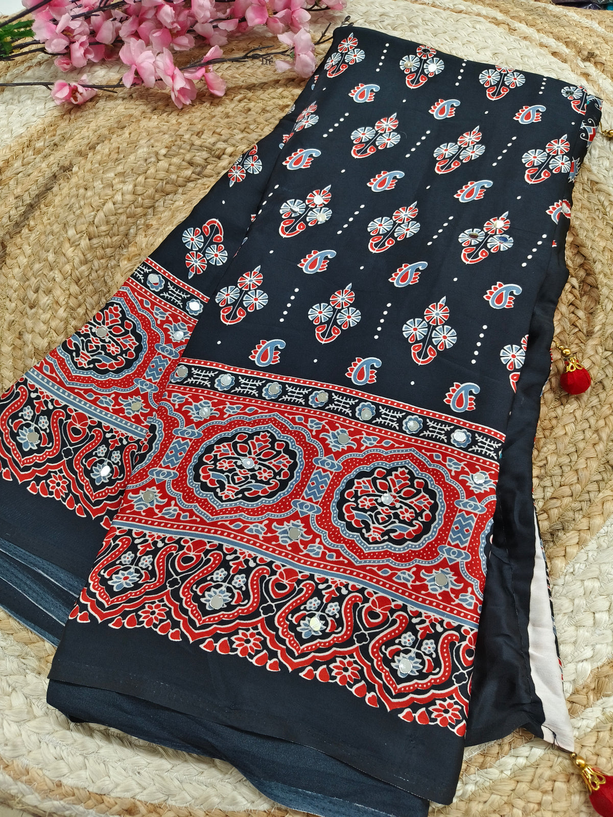 Black modal silk saree