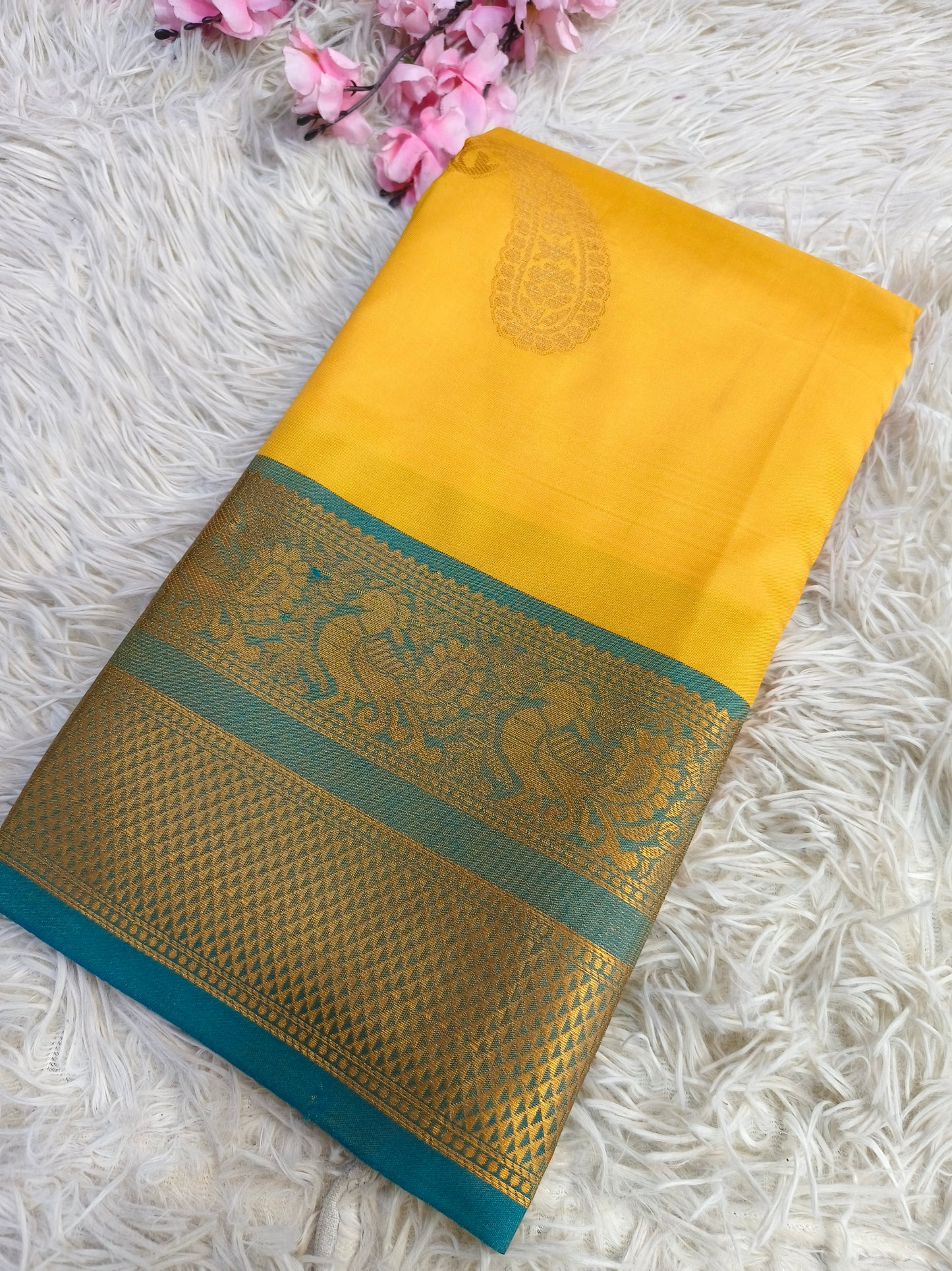 Yellow Soft semi silk saree