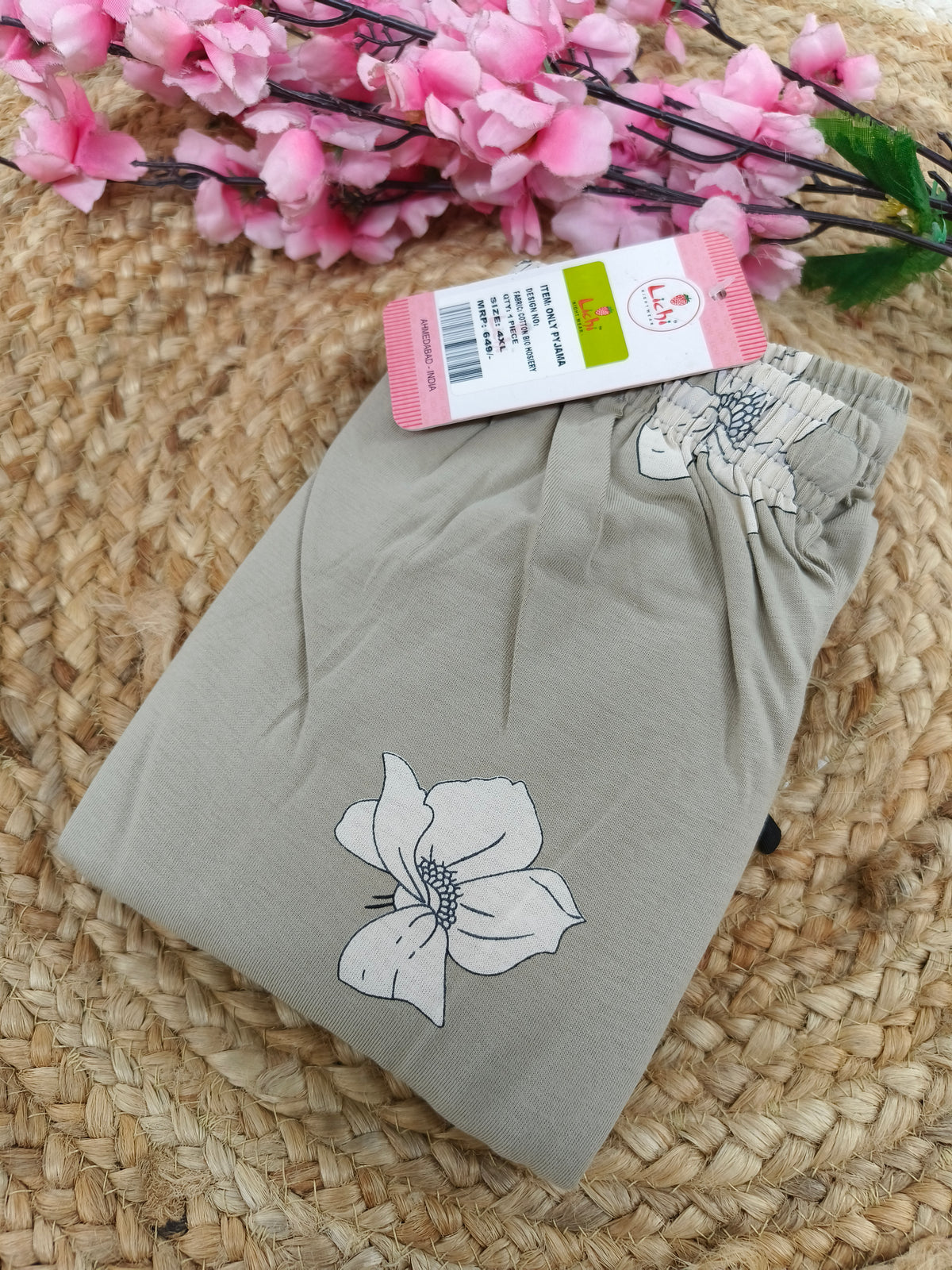 Grey Cotton night pant 5xl