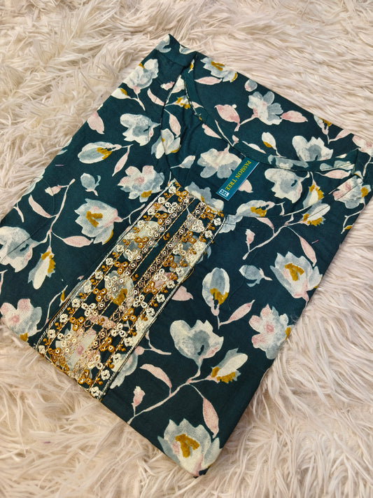 Bottle Green cotton kurta