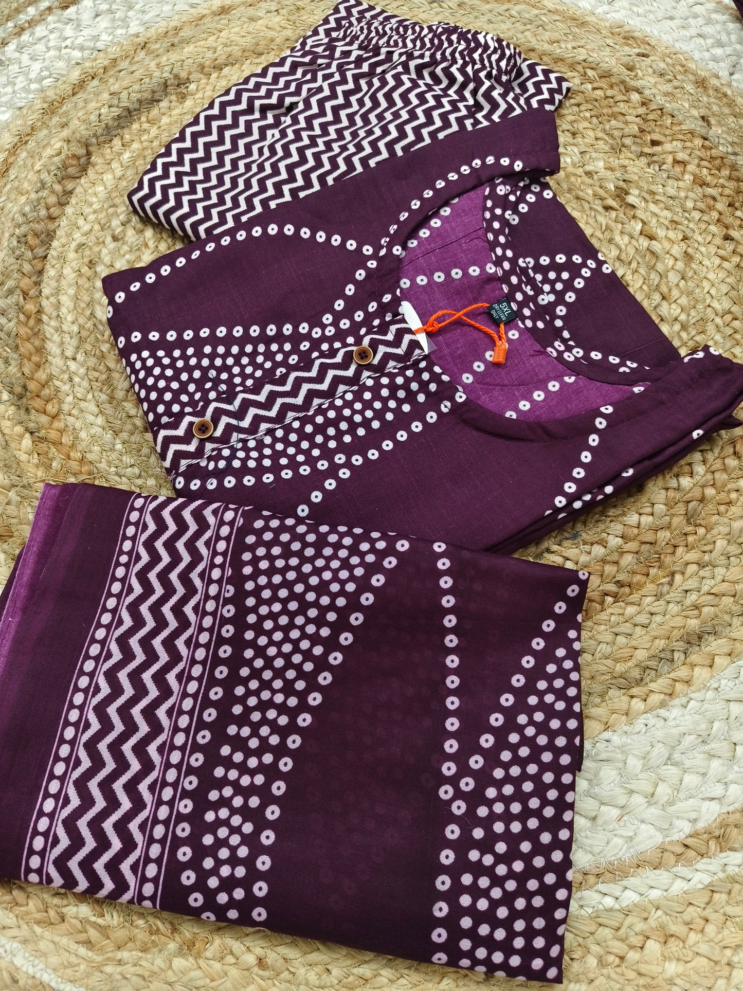 Wine Cotton sets with duppatta