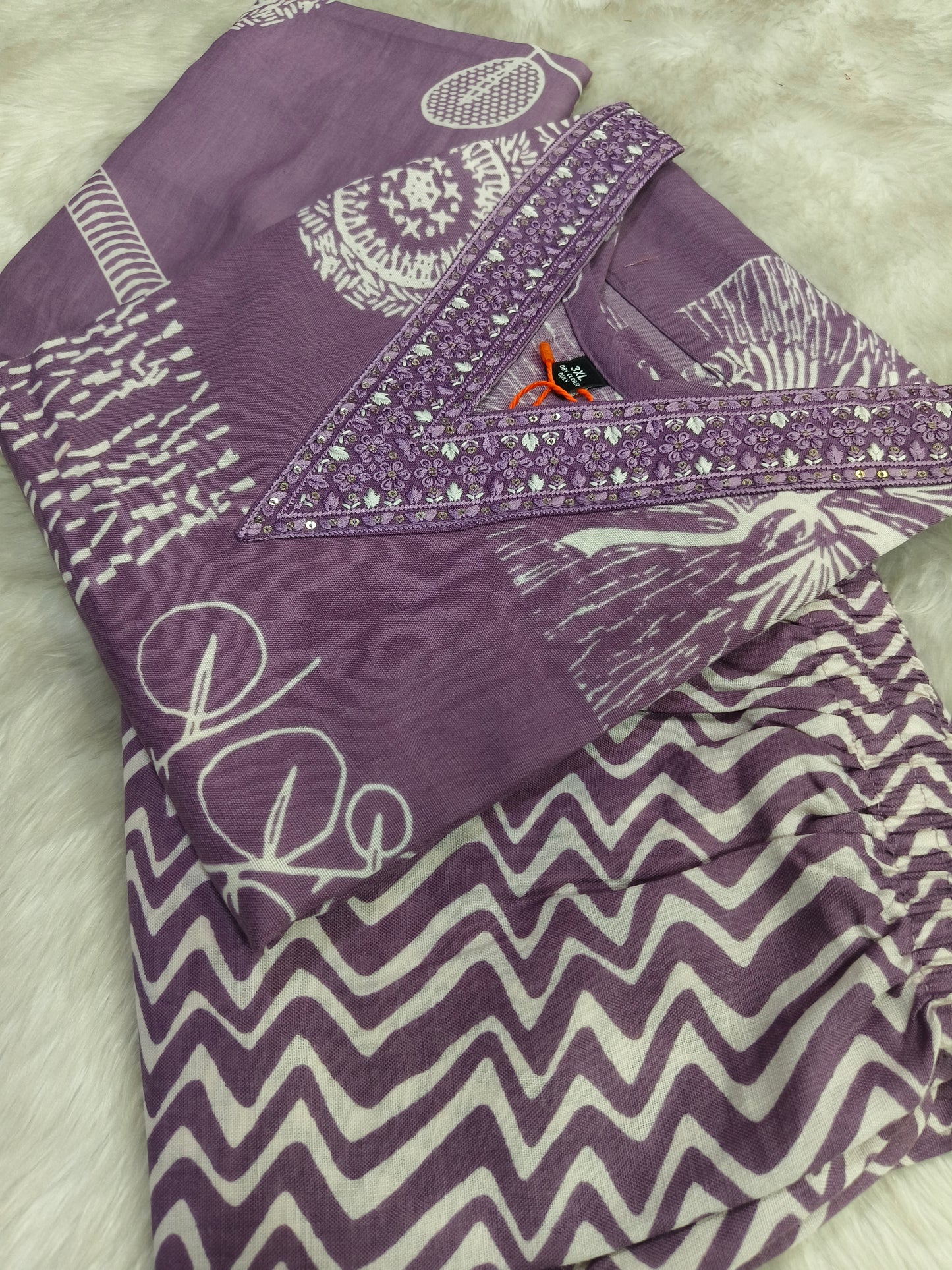 Purple Cotton sets with duppata