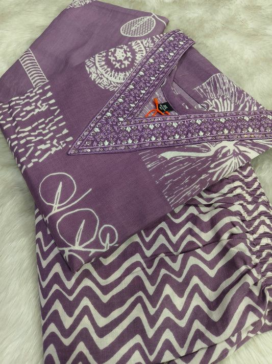 Purple Cotton sets with duppata