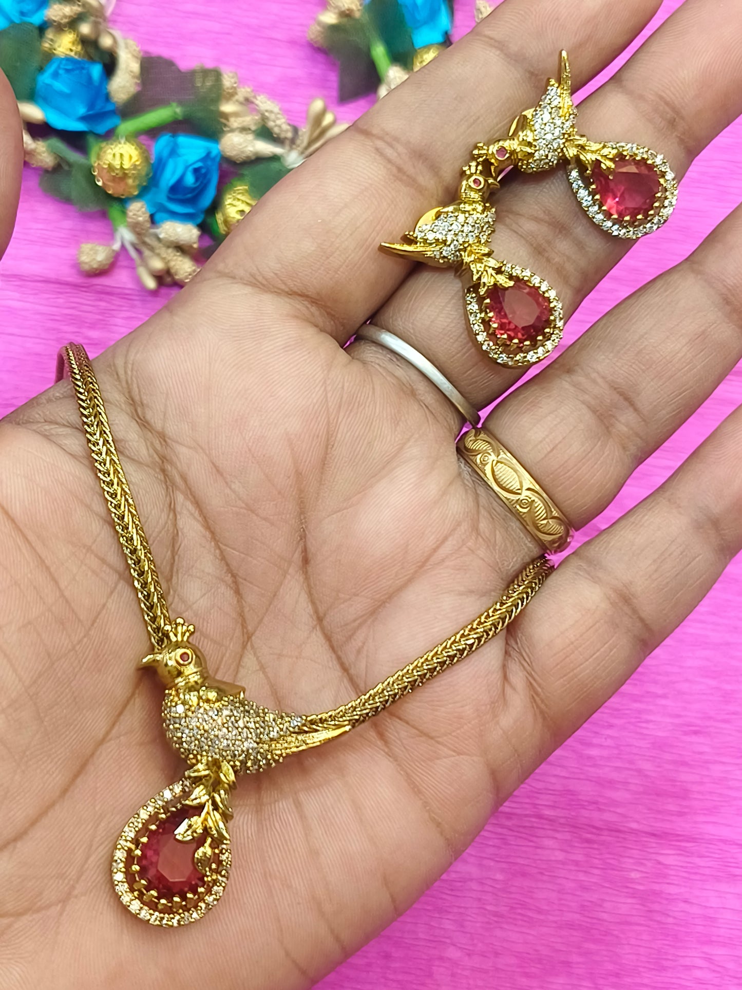 Ruby Red designer gold plated Necklace