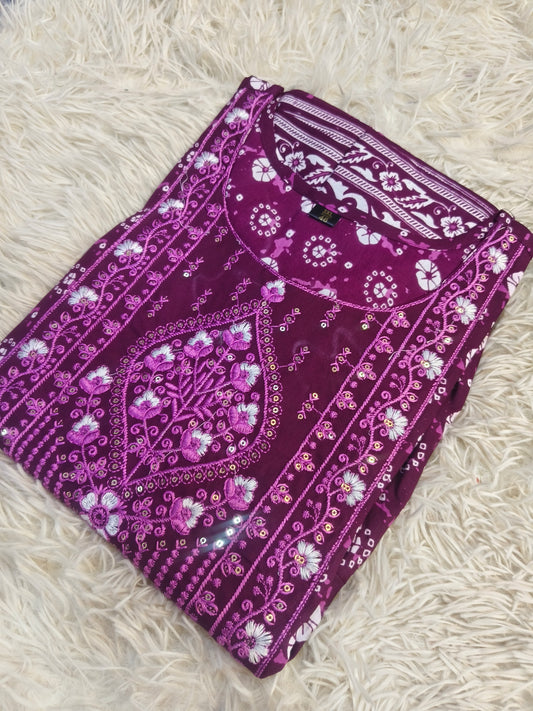 Wine Cotton Anarkali Top