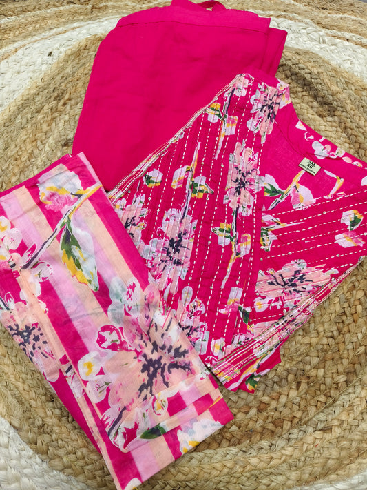 Pink Cotton sets with duppata