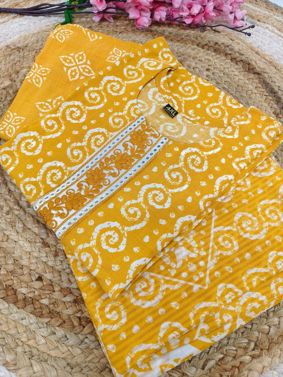 Musturd yellow Cotton sets with duppatta