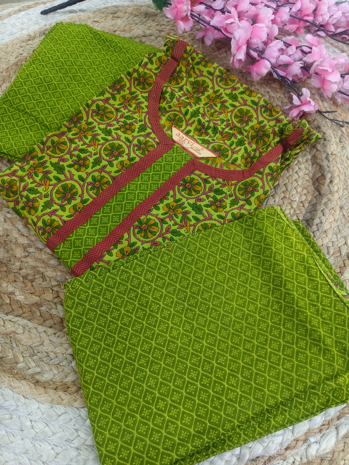 Green  Aarvi Pure Cotton Suit