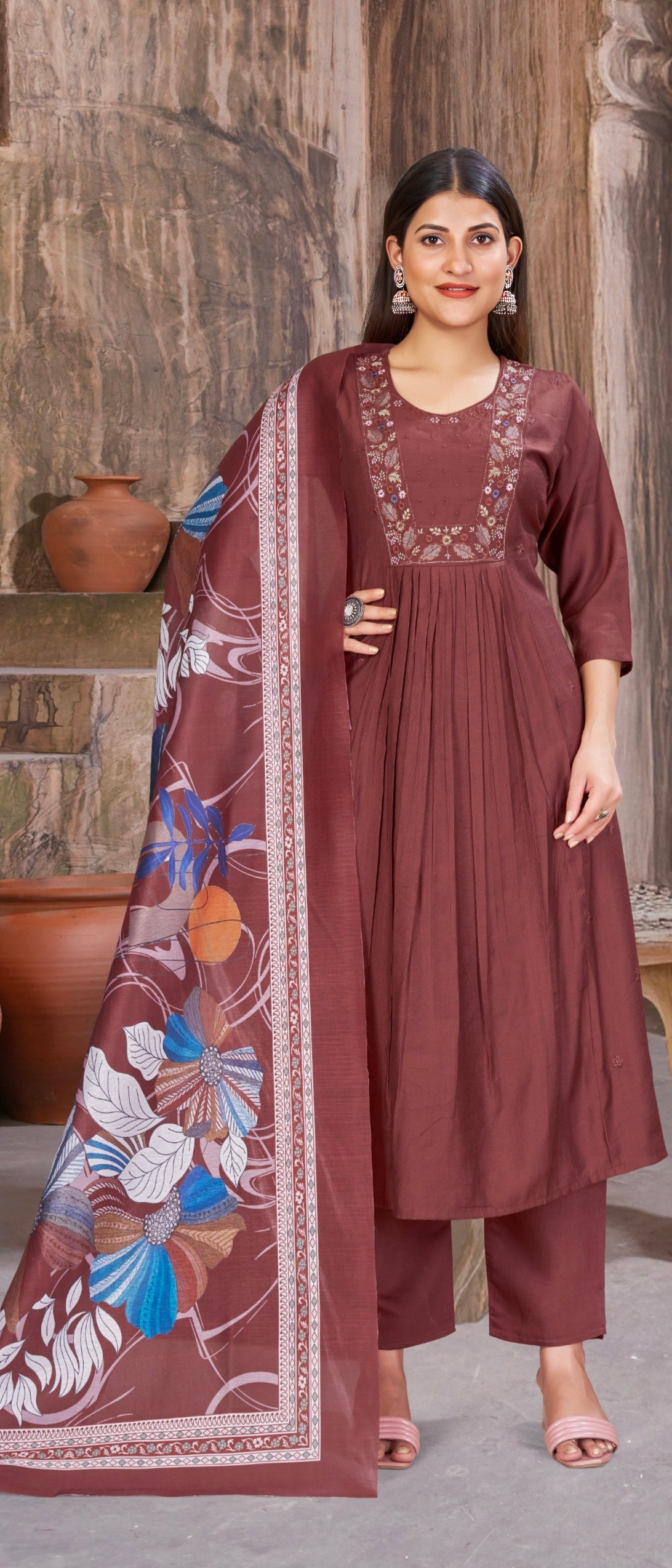 Brown Elegant Aline designer suits