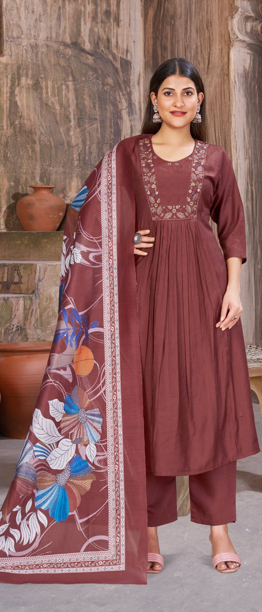 Brown Elegant Aline designer suits