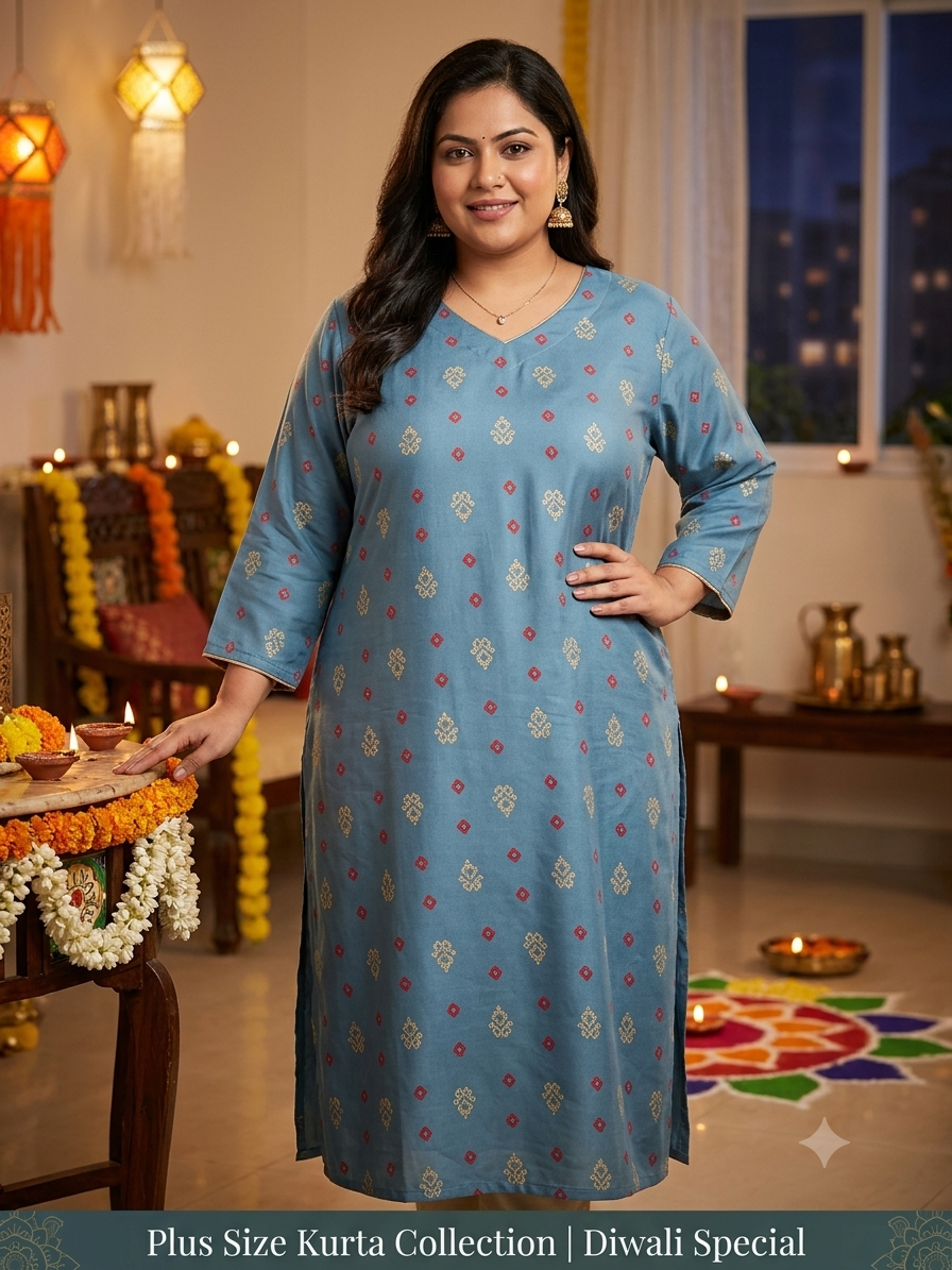 Blue Rayon straight kurta