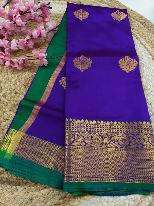 Purple Semi kanchi silk saree