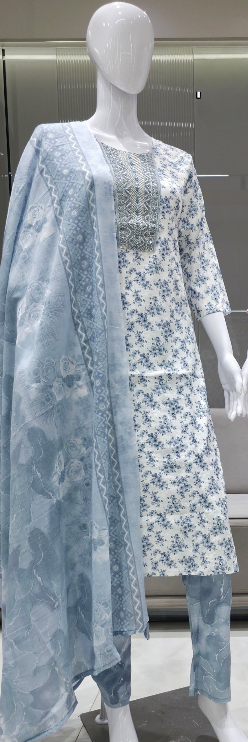 Light Blue Eelgent Pure cotton side cut set