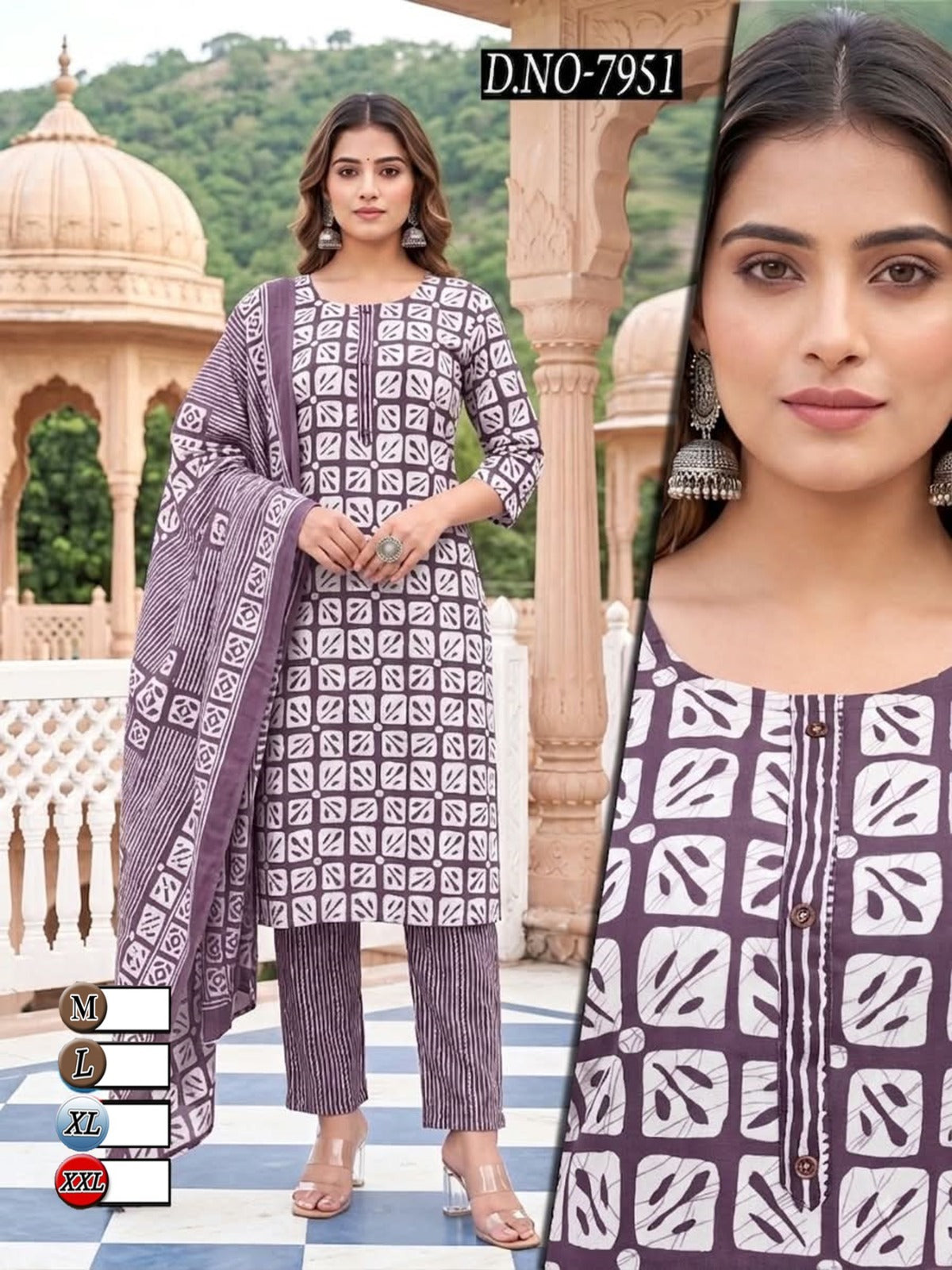 Purple  Cotton sets with duppatta
