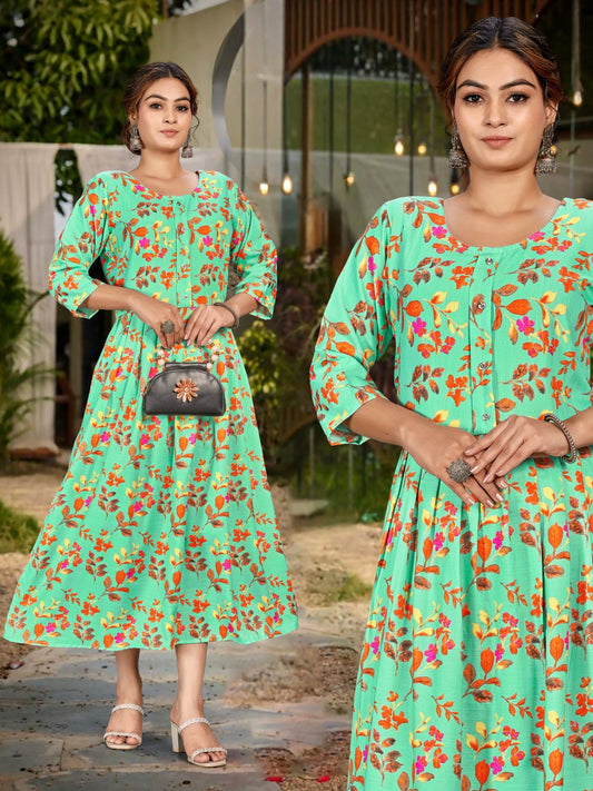 Sea Blue Anarkali Top