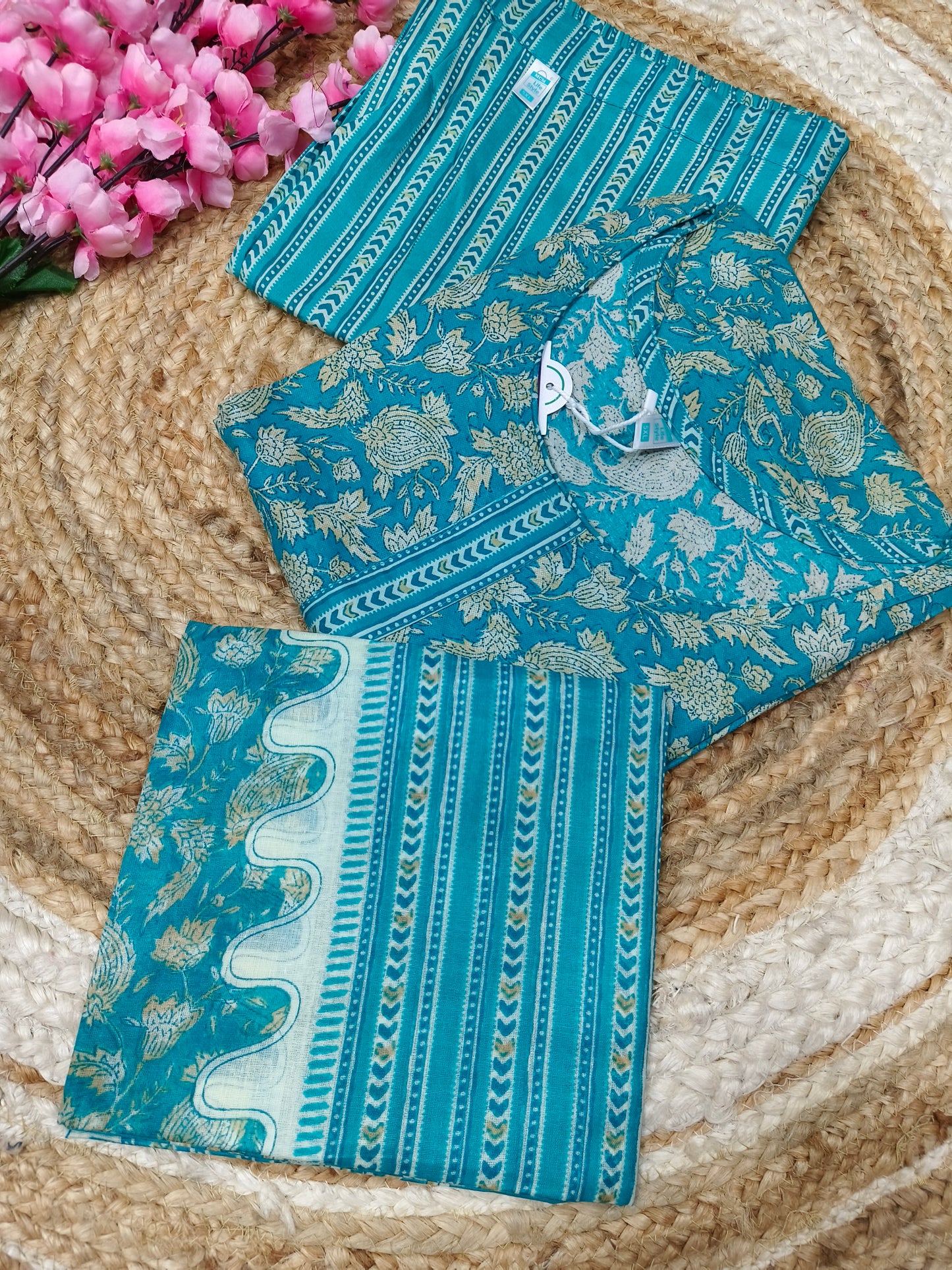 Sky blue Pure Cotton sets with duppata