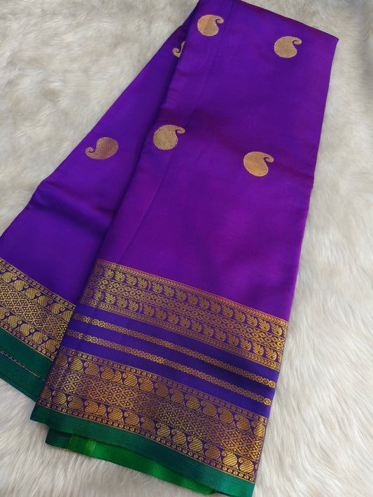 Purple Semi kanchi silk saree