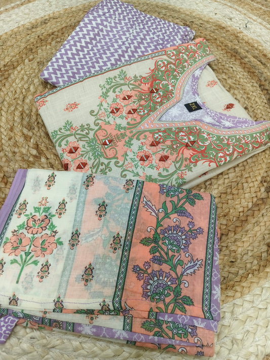 Cream cotton sets with duppatta