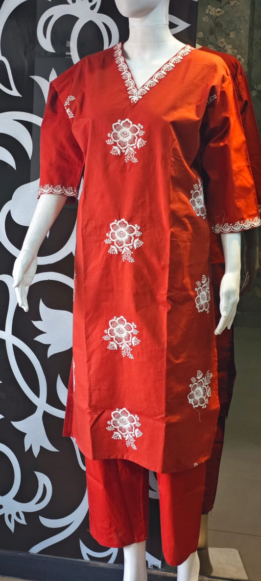 Orange pure cotton two piece sets