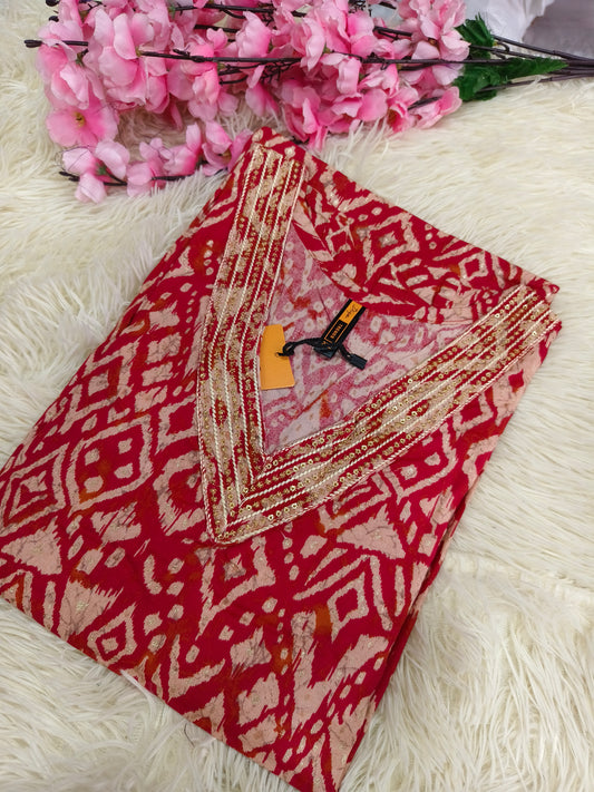 Red Designer Rayon Kurti