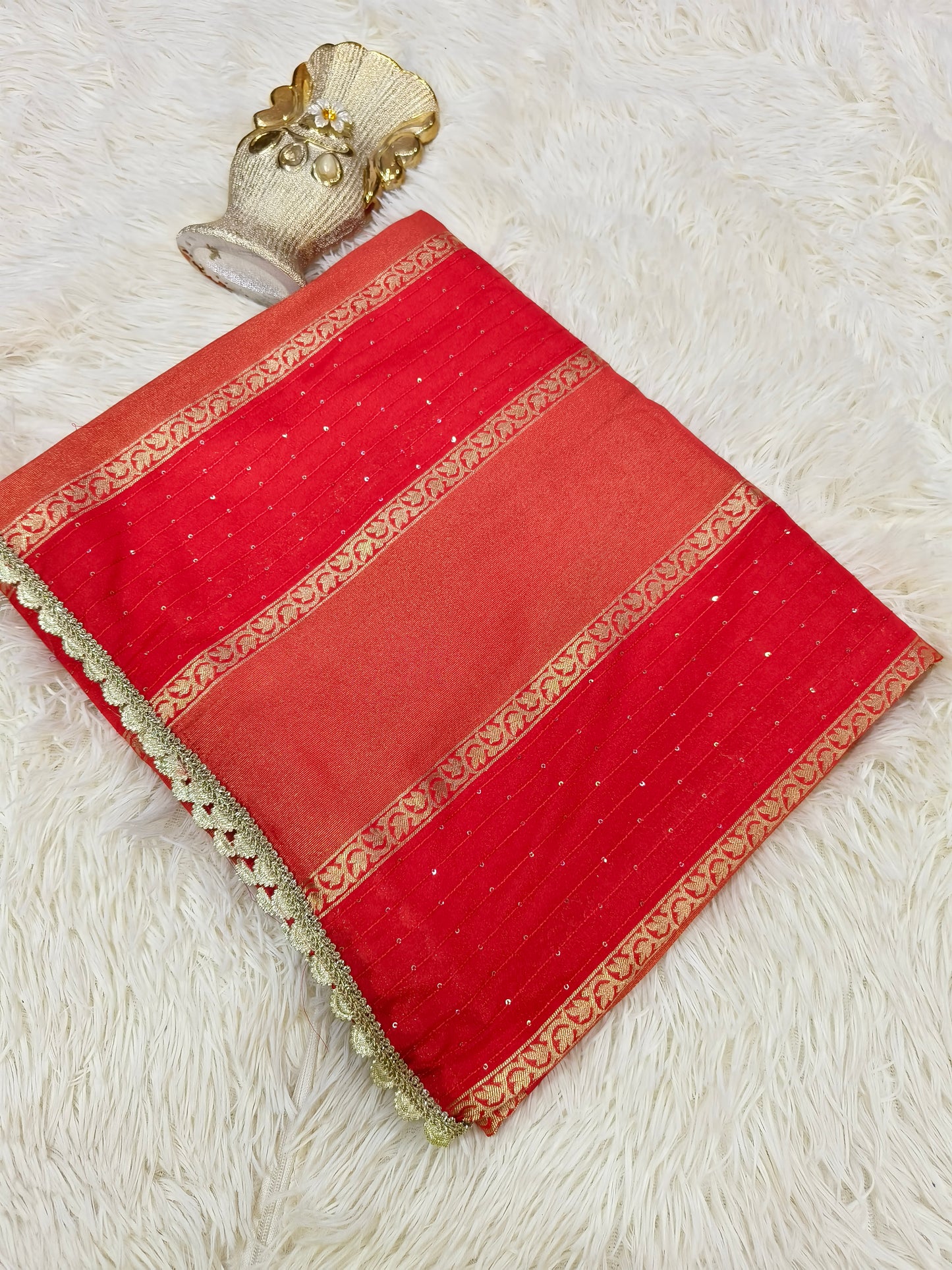 Red soft semi silk saree