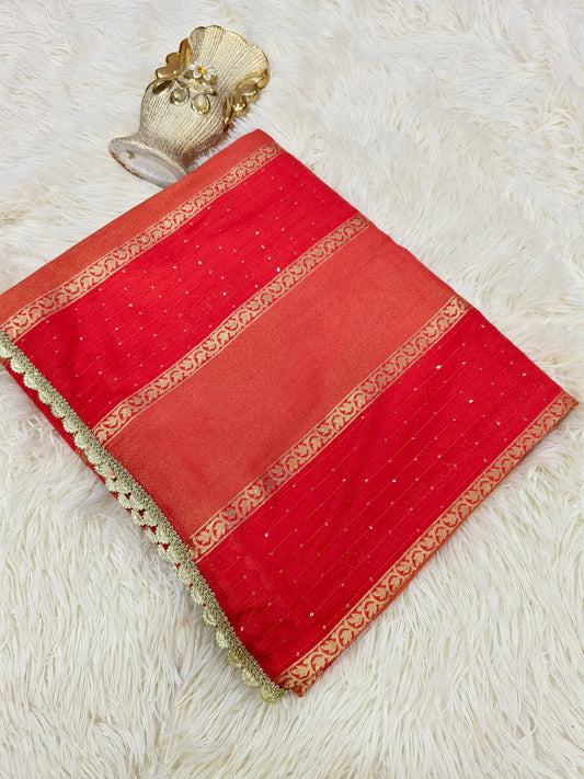 Red soft semi silk saree
