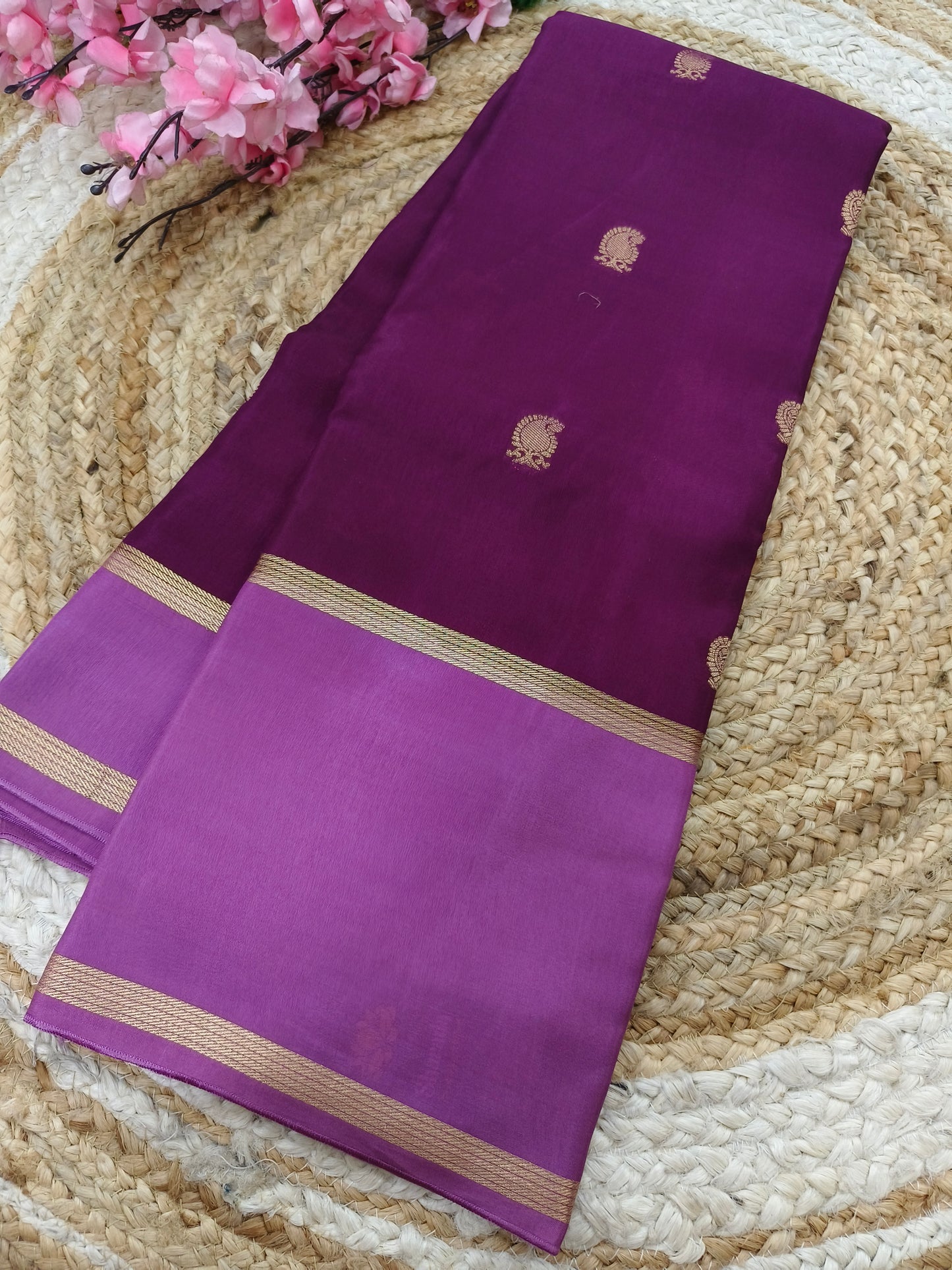 Wine with magenta Munga silk saree