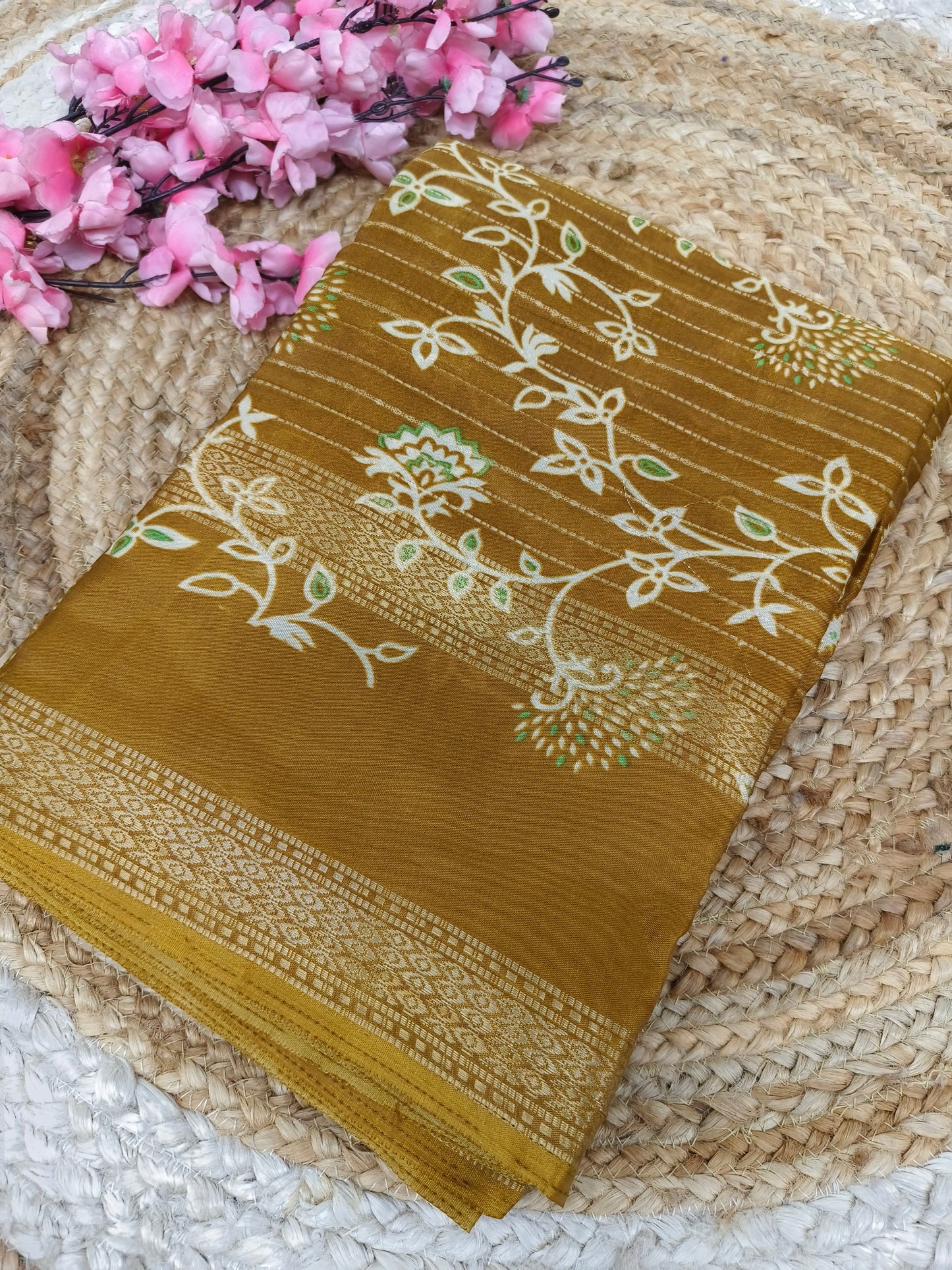 Mustard yellow Dola Silk Saree