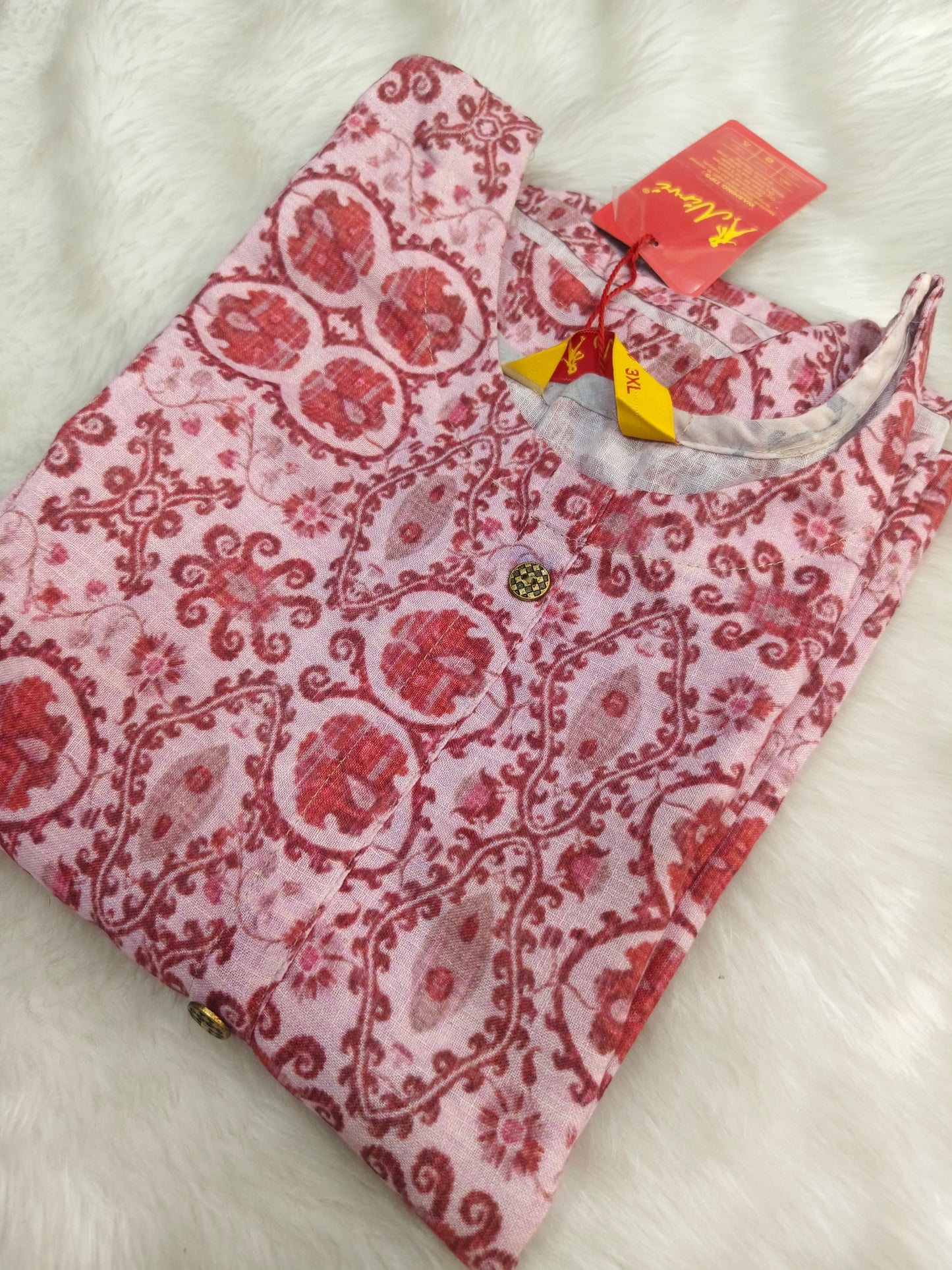 Pink Cotton side cut kurti