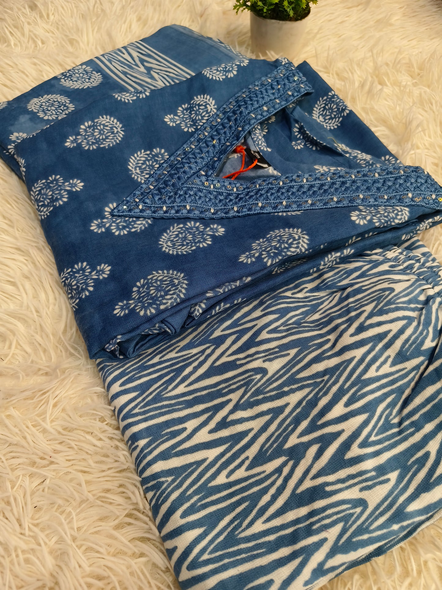 Blue cotton sets with duppata