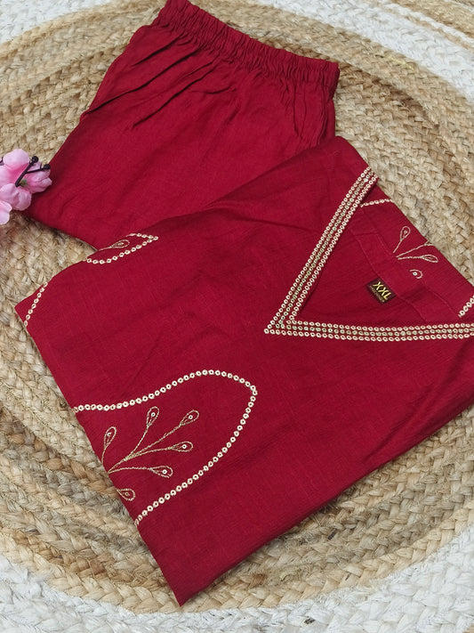 Marronish Red Vatican Silk Cord Set