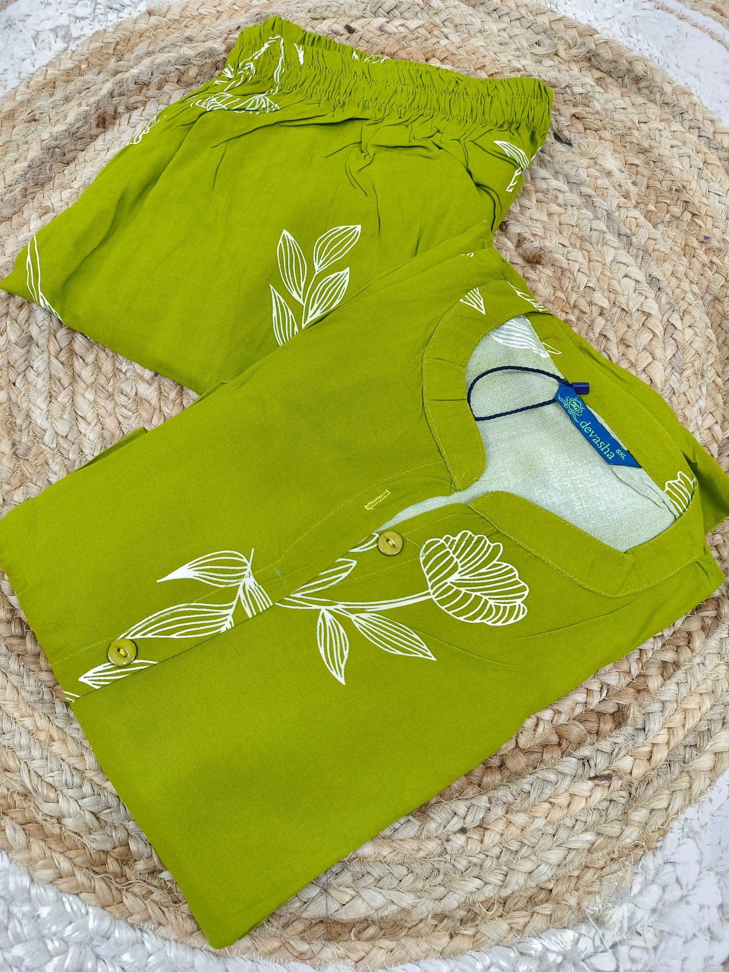 Leaf green rayon cord set
